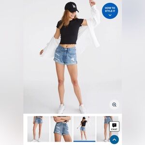 Blue mom shorts from Aeropostale.